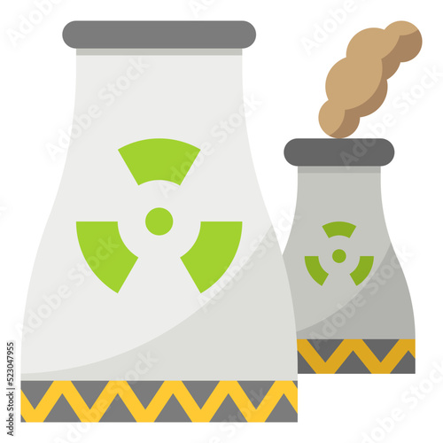 Nuclear power energy plant ecology - flat icon photo