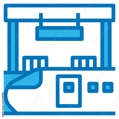 Station train rail platform building - blue icon