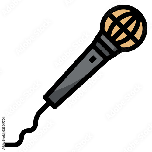 Microphone music musical instrument karaoke - filled outline icon