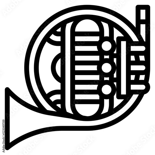 French horn music musical instrument - outline icon