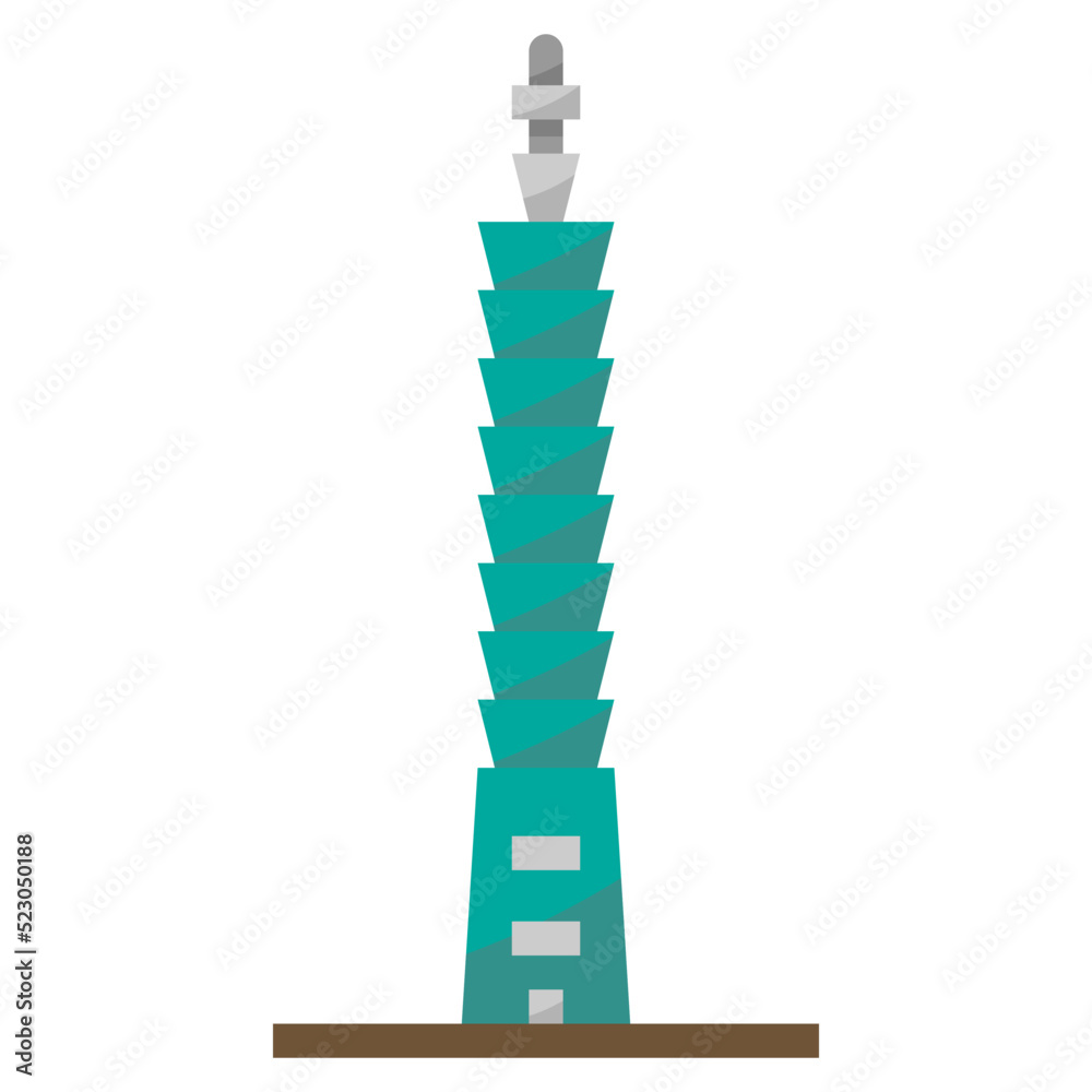 Naklejka premium Taipei 101 taipei taiwan landmark tower - flat icon