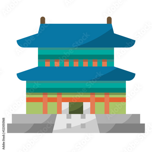 Gyeongbokgung palace landmark korea building - flat icon