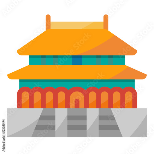 Forbidden city china landmark palace - flat icon
