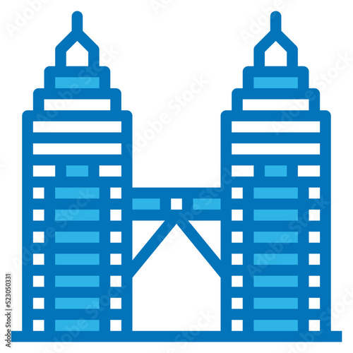 Petronas twin towers malaysia kuala lumpur - blue icon