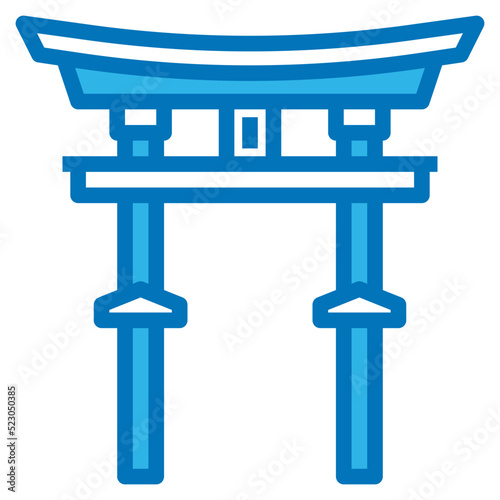 Torii gate japan landmark temple gate - blue icon