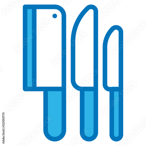 Knife knives chop prepare kitchen - blue icon