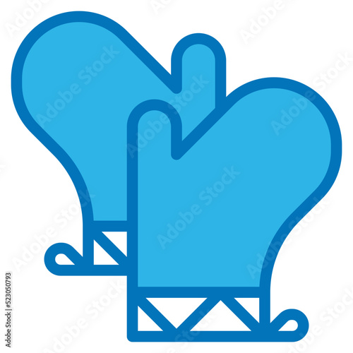 Glove hot heat protector kitchen - blue icon