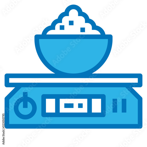 Scale measure ingredient cooking kitchen - blue icon