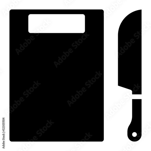 Cutting board knife cooking prepare kitchen - solid icon