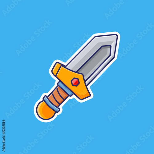 Cute sword cartoon vector icon isolated object
