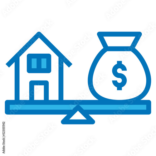 House market value compare investment - blue icon