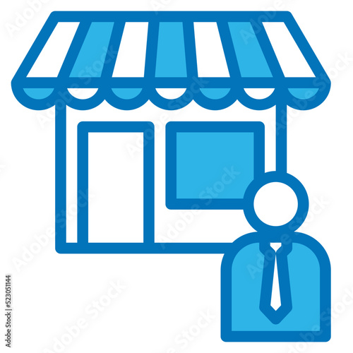 Business owner investment mart shop - blue icon