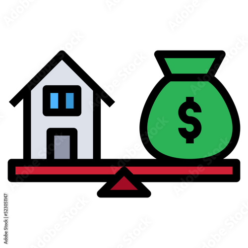 House market value compare investment - filled outline icon