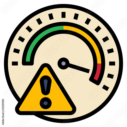 Risk measure guage warning alert - filled outline icon