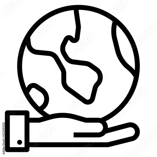 Global investment hold management worldwide - outline icon