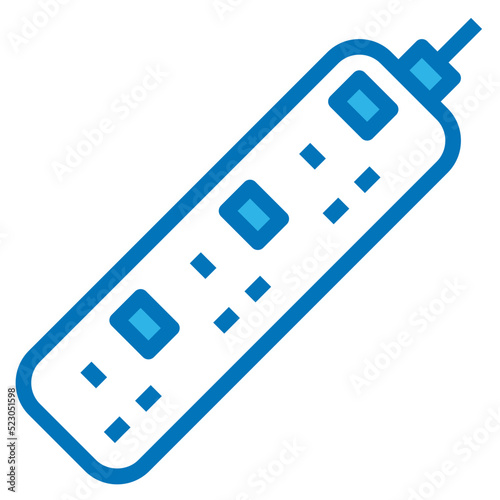 Extension lead hub computer accessory - blue icon