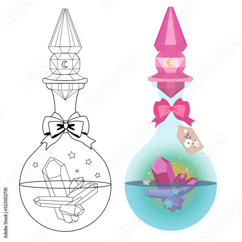 magic potion minimalist tattoo colorfull amethyst