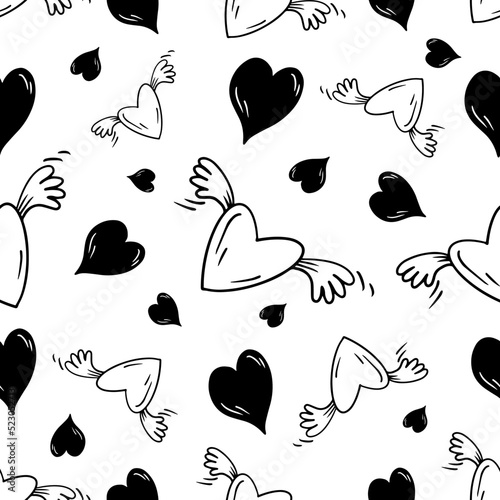 Seamless pattern with hearts.Decor for Valentine's day.Vector graphics.