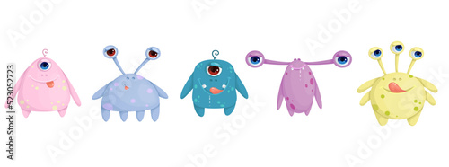 Set of cartoon characters of monsters,cyclops.Isolated vector graphic.