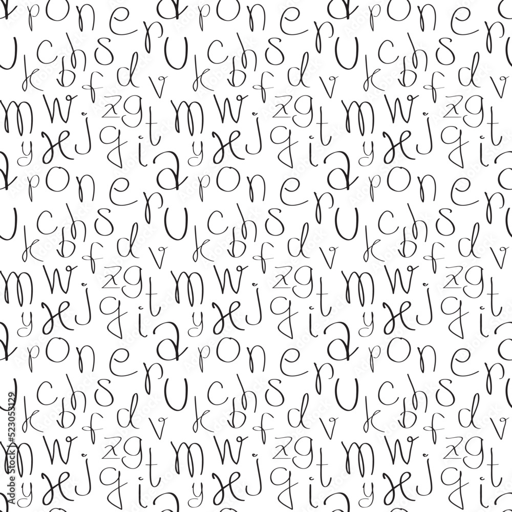 letters Vector illustration. Seamless patterns. Fun shapes.