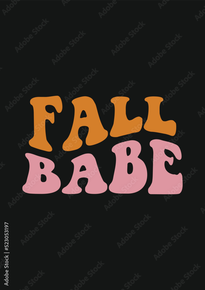 Fall Babe  Retro Wavy Vector T-shirt