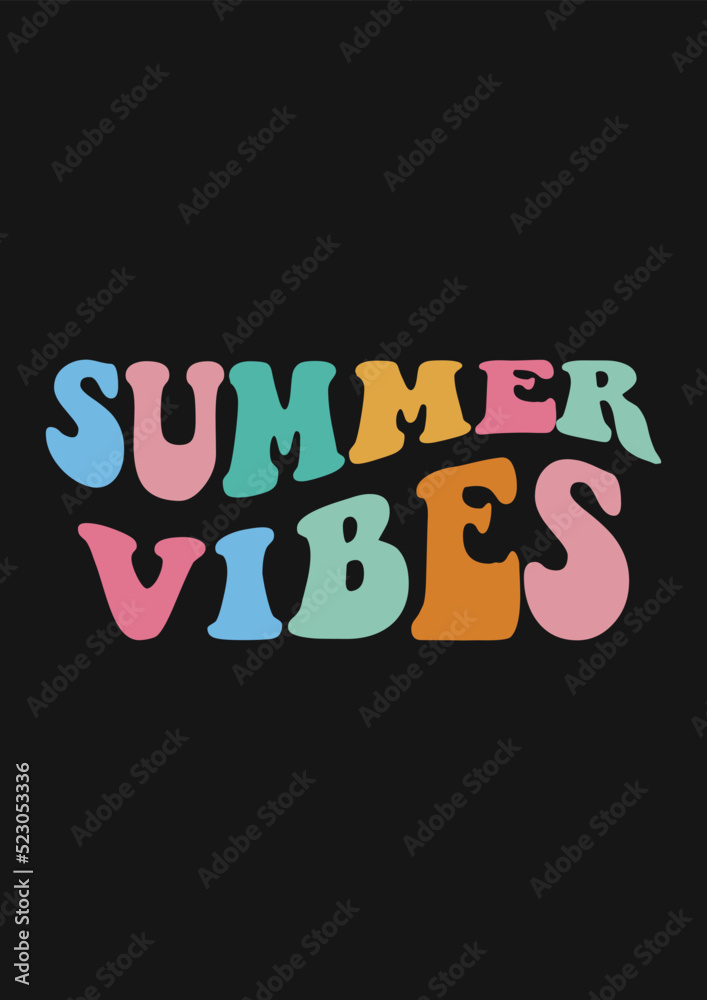 Summer Vibes  Retro Wavy Vector T-shirt Design