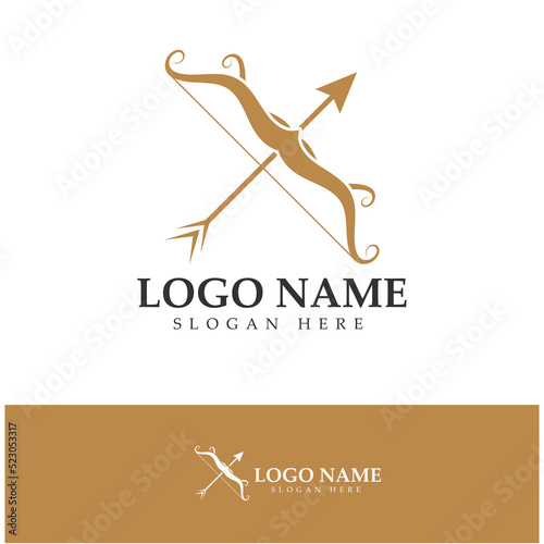  crossbow logo with archery concept modern icon illustration design vector template