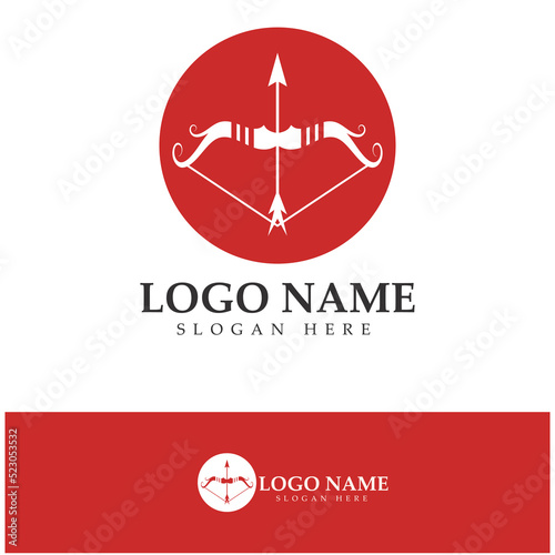  crossbow logo with archery concept modern icon illustration design vector template