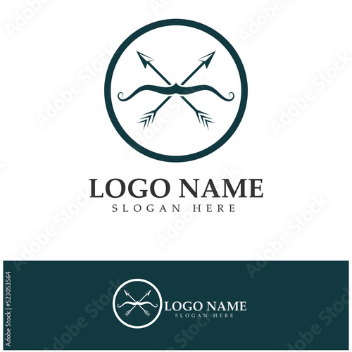  crossbow logo with archery concept modern icon illustration design vector template