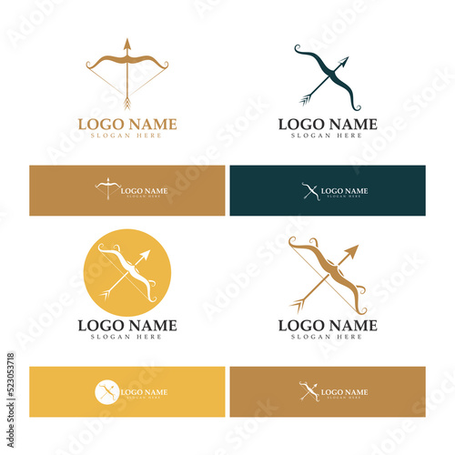  crossbow logo with archery concept modern icon illustration design vector template