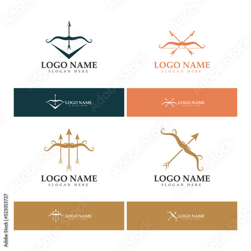  crossbow logo with archery concept modern icon illustration design vector template