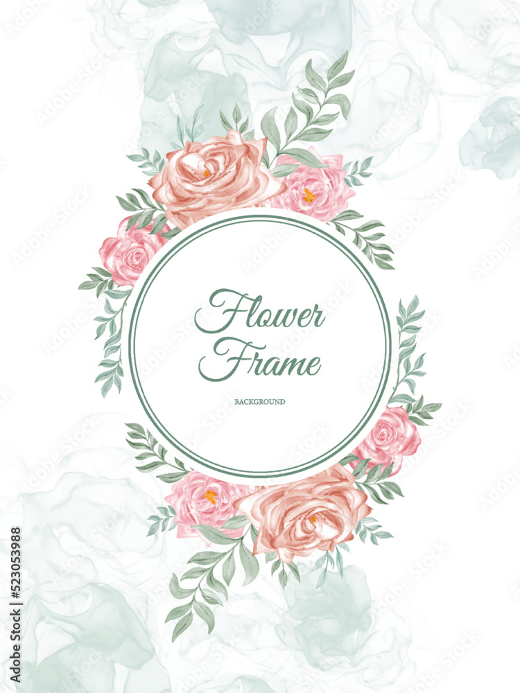pink flower watercolor frame background