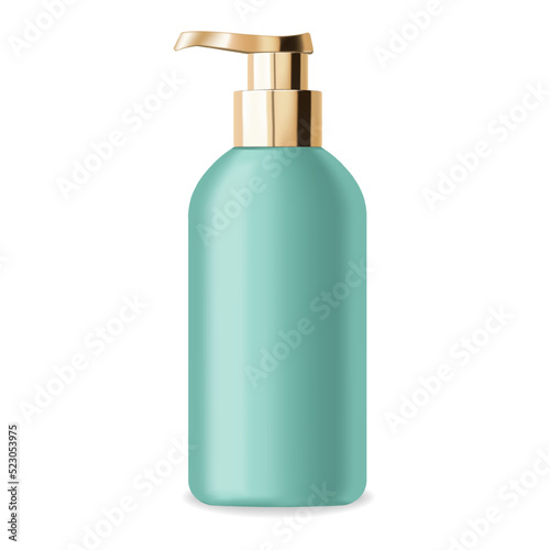 Realistic package cosmetic. Container lotion, tonic, serum, cream, bottle mockup isolated vector, package bottle cosmetic, plastic green bottle cosmetics