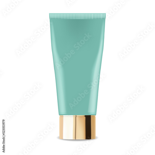 Realistic package cosmetic. Container lotion, tonic, serum, cream, bottle mockup isolated vector, package bottle cosmetic, plastic green bottle cosmetics