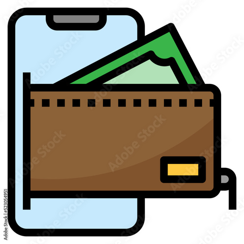 Online wallet,payment,mobile,cash,banking - filled outline icon