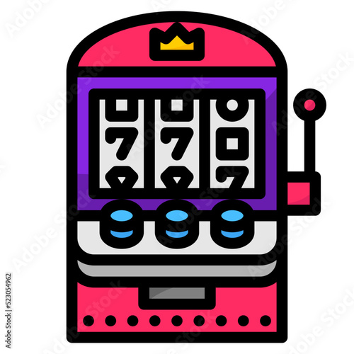 Slot machine,gamble,game,arcade,entertainment - filled outline icon