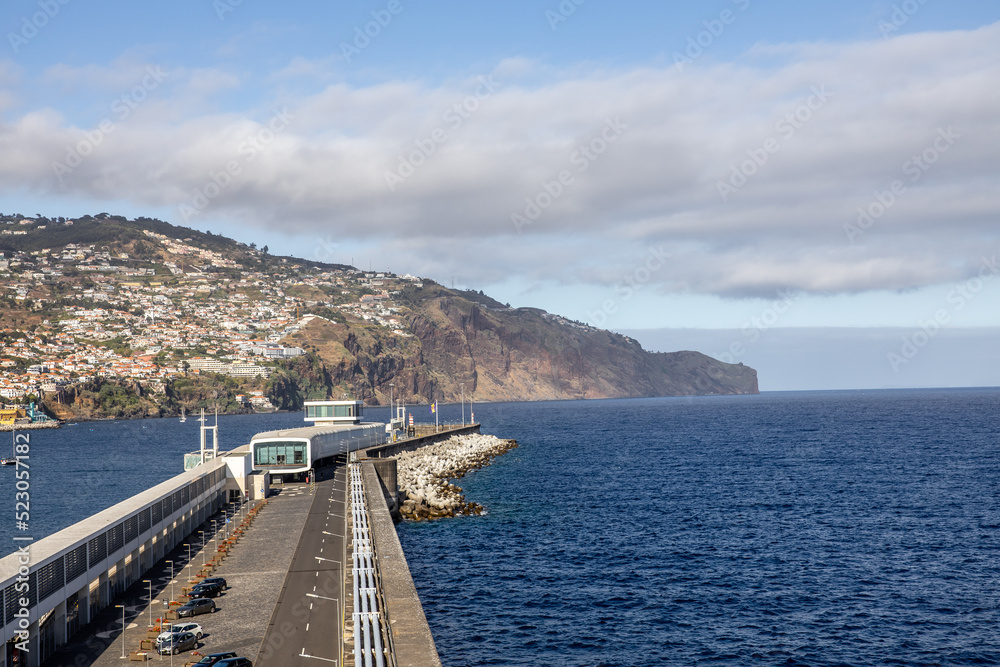 View on the pier of Funchal, capital city of Madeira Portugal