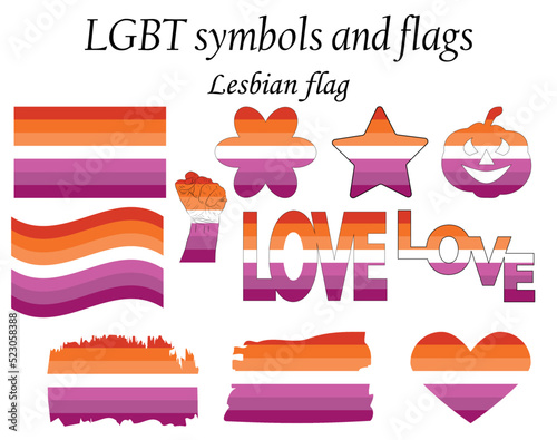 Lesbian flag illustration. Lesbian Pride flag icon