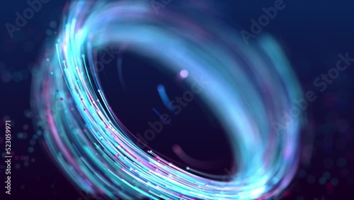 Abstract background blue and purple particles vortex design. Digital light glow particle tornado. Seamless looping 3D  animation. photo