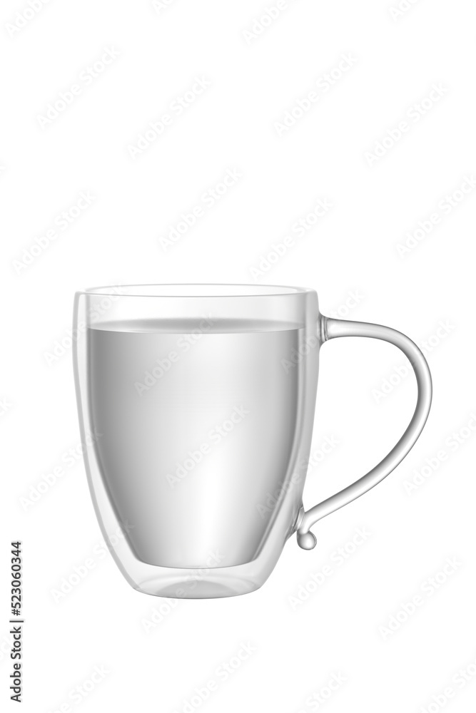 mug with double bottom with a handle for holding by hand. isolated on white background. 3d render. mug with double bottom with a handle for holding by hand. isolated on white background. 3d render.