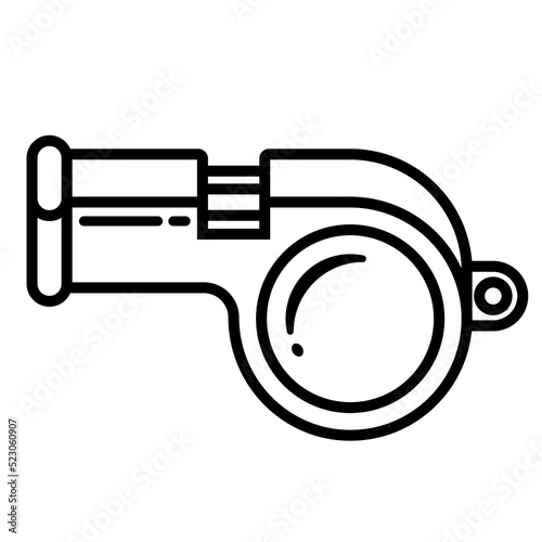 black linear icon of whistle for football referee. flat vector illustration