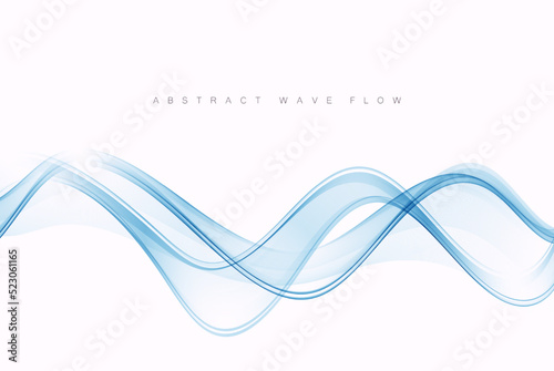 Abstract blue transparent flow lines. Blue wave background.