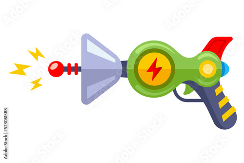 green alien gun. children toy. flat vector illustration.