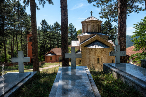 Orthodox Christian Monastery. Serbian Monastery of the Holy Trinity (Manastir Svete Trojice). 12th century monastery located on Ovcar Mountain, near Ovcar Banja, Serbia, Europe photo