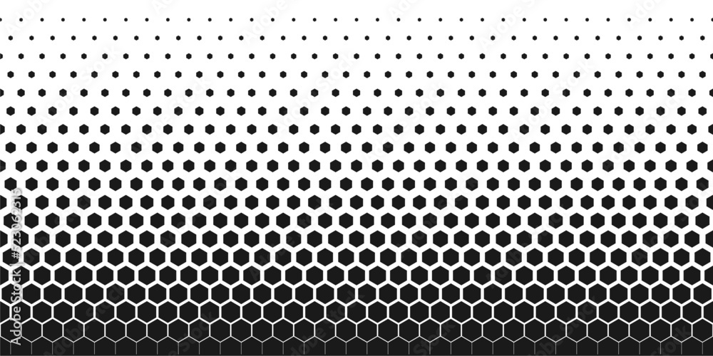 Hexagon Halftone Gradient Vertical Landscape Background Vector Illustration