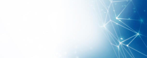Panoramic abstract dot and triangle connection background., The world is connect and smaller concept, Digital futuristic Earth minimalism background