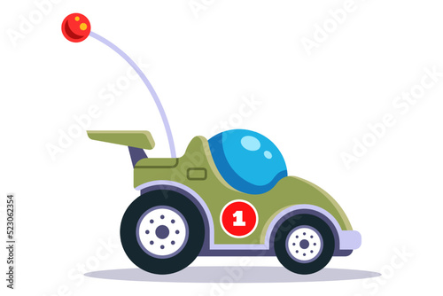 children car on radio control. antenna machine. flat vector illustration.