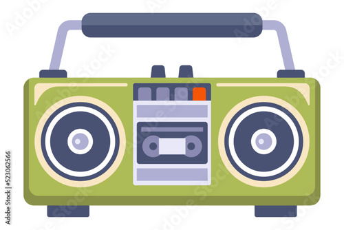 tape recorder 80s plays music. flat vector illustration.