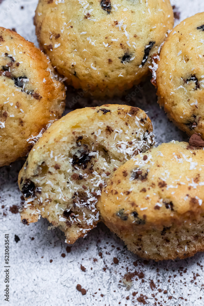 muffins with chocolate chips. with white flour.sweets muffins with chocolate chips. with white flour.sweets