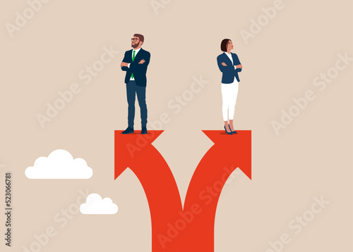 The couple person has different opinions. Conflict of opinion, divorce.
